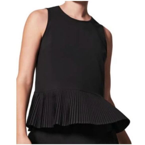 SPANX Yes Pleats Peplum Tank in Very Black Size XSmall - Picture 2 of 8
